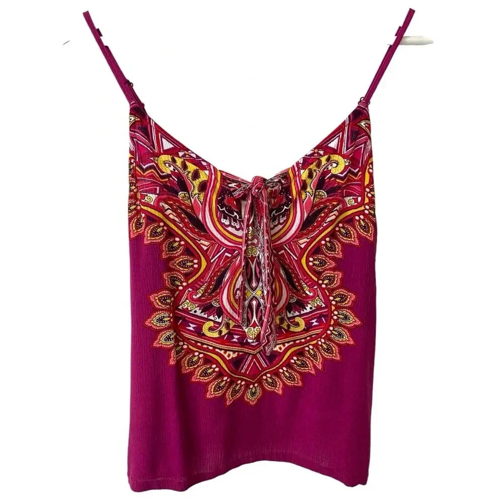 Xhilaration Boho Paisley Print Spaghetti Strap Loose 90s Tank Top Size XS